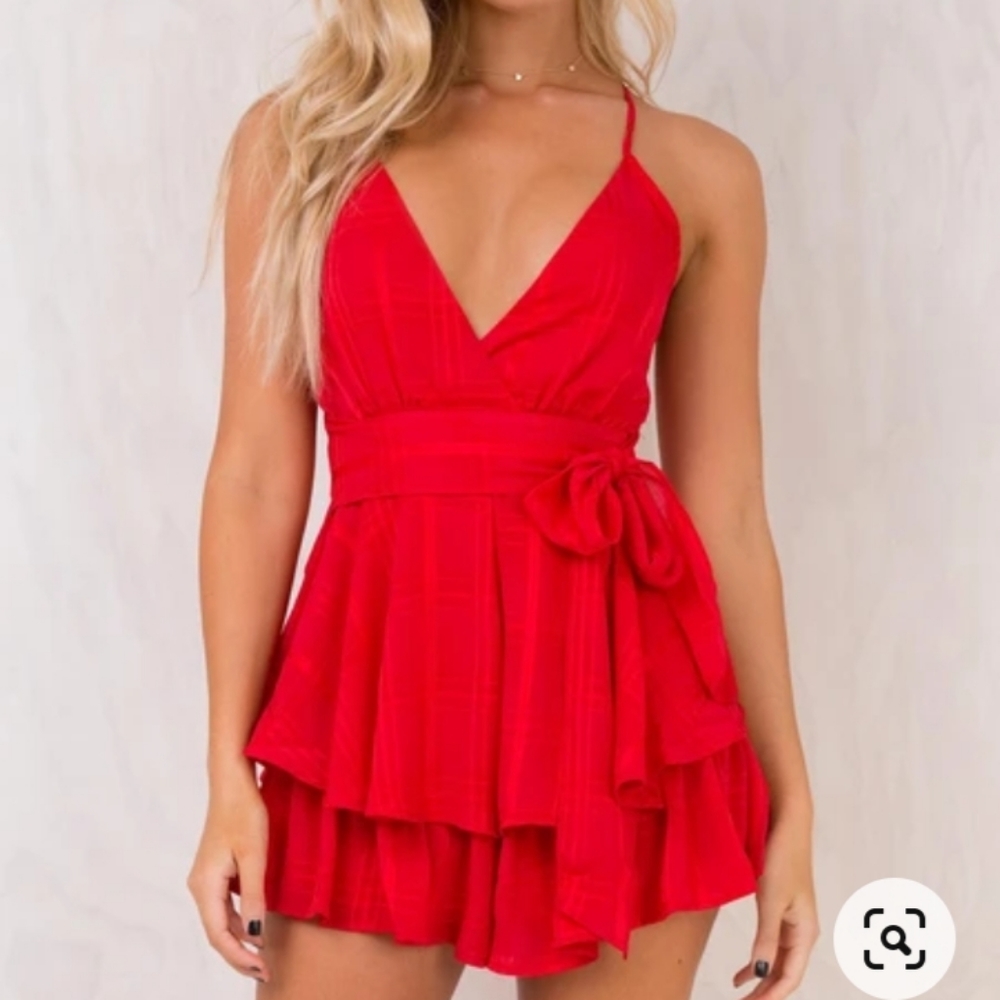 Red ruffle romper